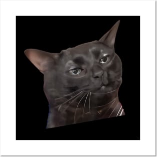 Tired Black Cat Meme Dissociated Funny Internet, Black cat zoning out Posters and Art